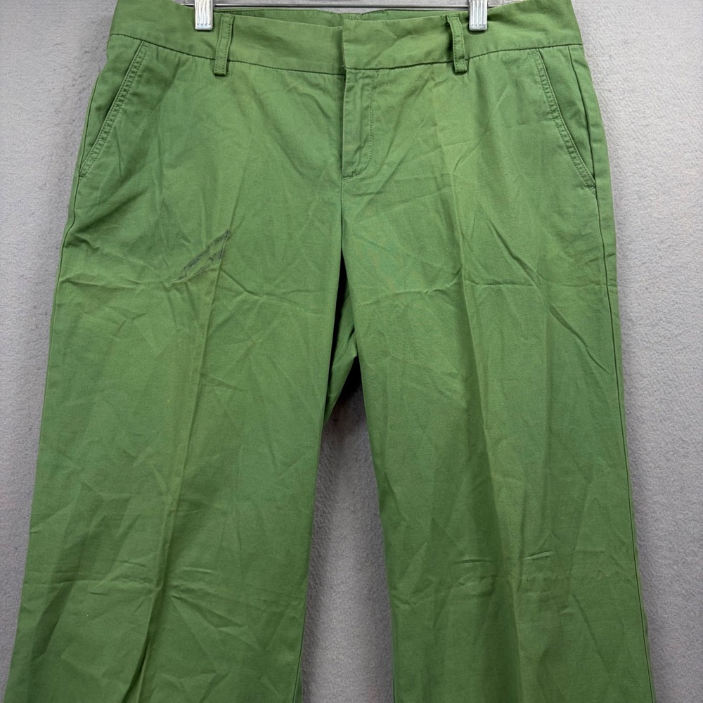 J.Crew Trousers Womens 12 Bright Green Wide Baggy Cotton Blend Chino Pants NEW - Picture 5 of 13